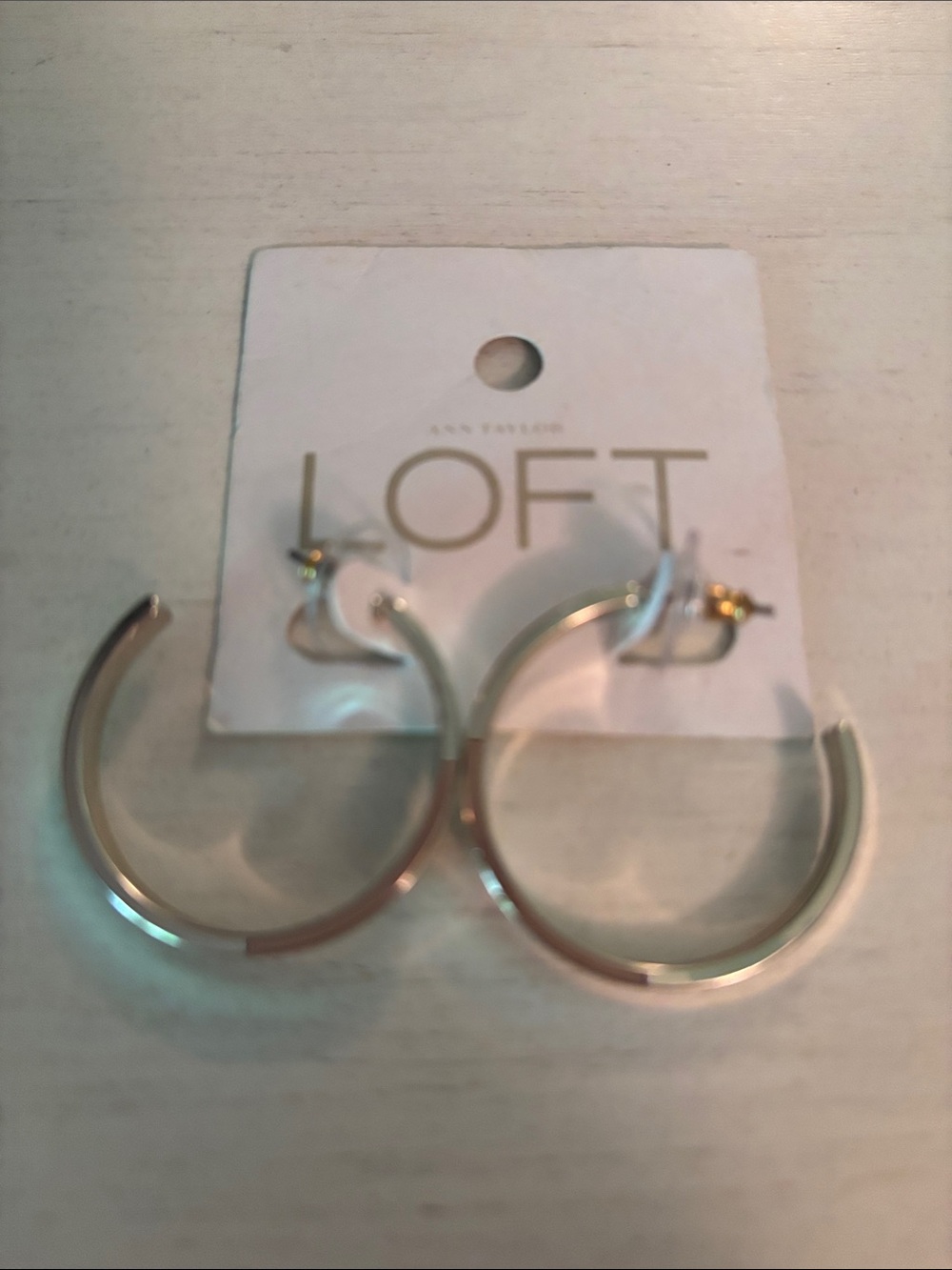 LOFT Polished Silver-Tone Hoop Earrings